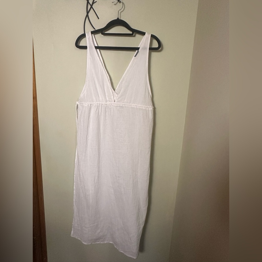 Shade & Shore White Gauze Tunnel-Waist Midi Cover-Up Dress – Size Small - Picture 3 of 12